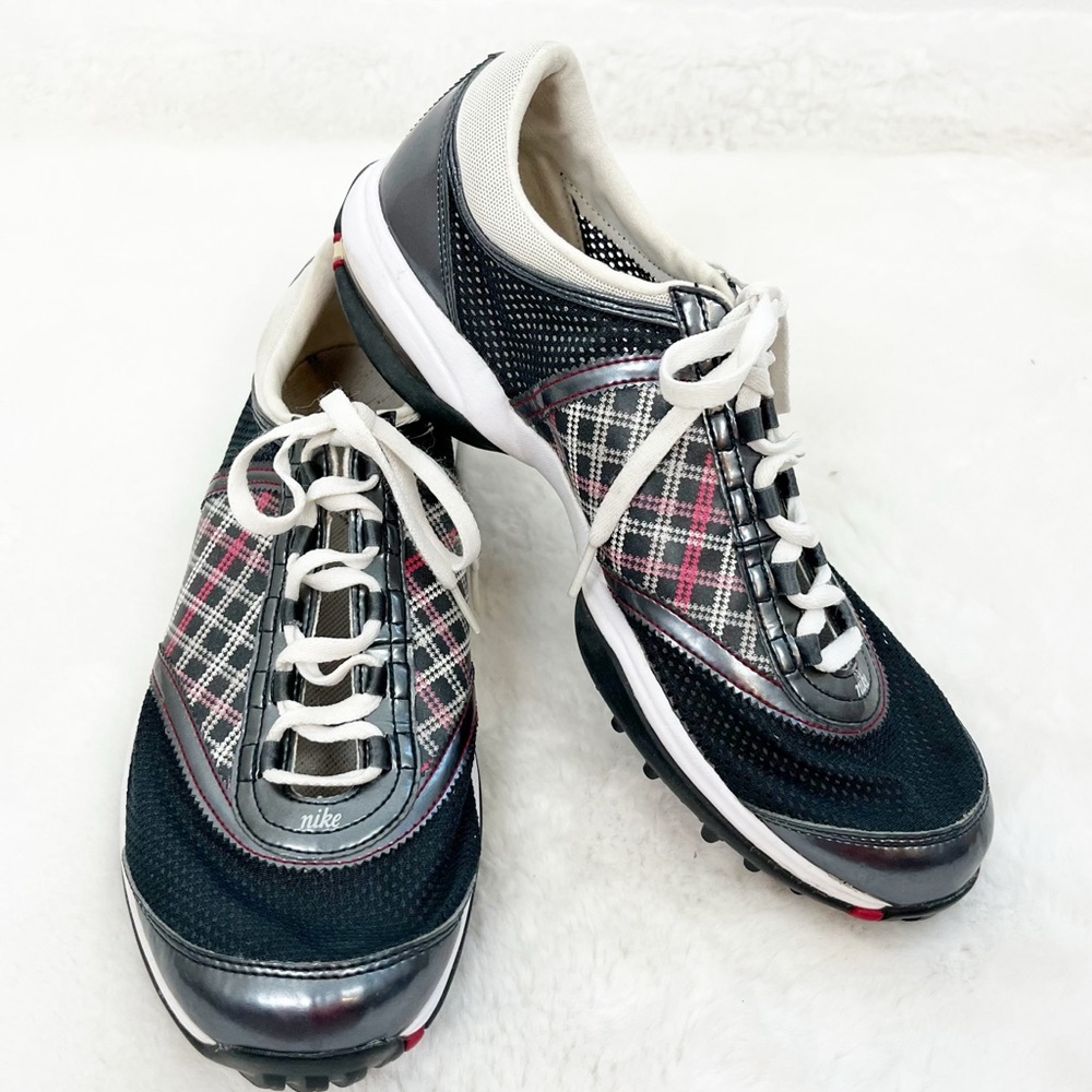 Nike Air Women’s Golf Shoes Summer Lite Mesh Plaid Navy Blue White Red 9